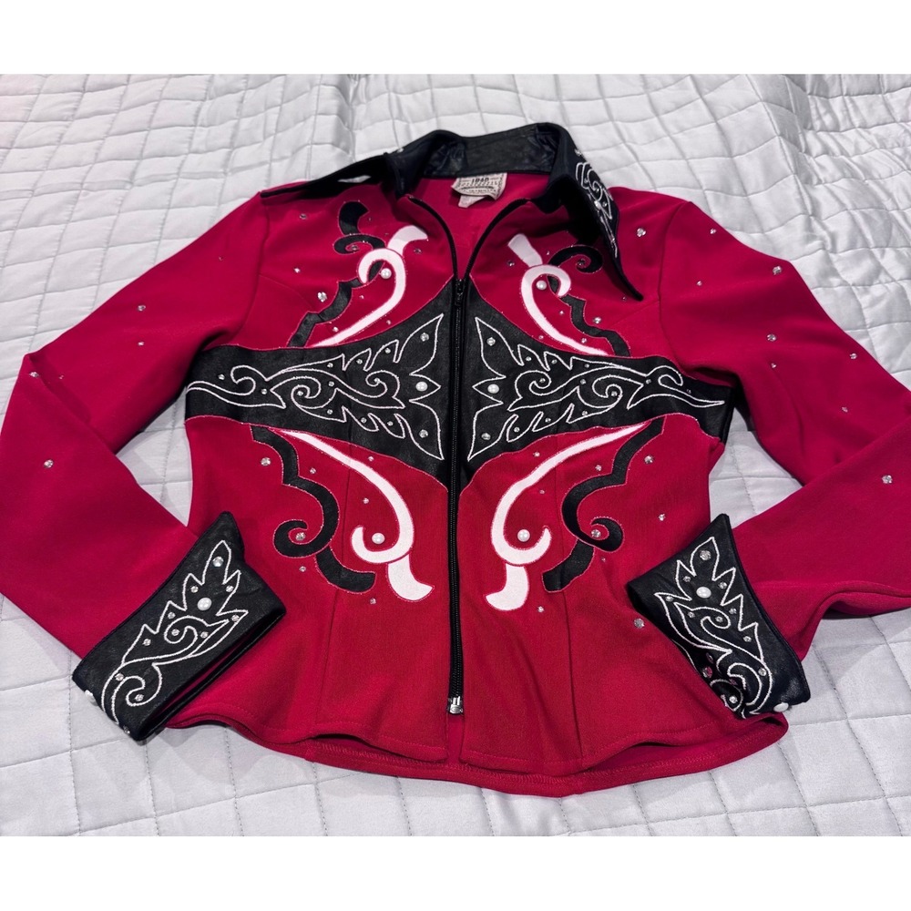 Vintage 1849 by Machmayer Western Show Shirt jacket Red Rhinestone Embroidery Sm